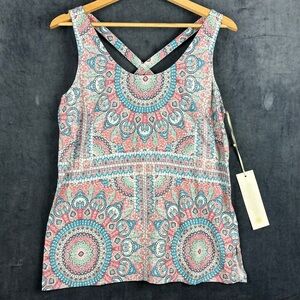 Etcetera Pink and Blue Graphic Backless Tank Top